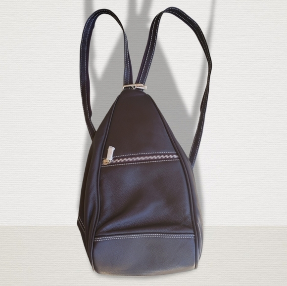 Biacci Brown Leather backpack purse NWT - Picture 3 of 11